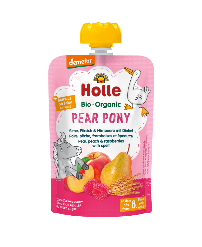 Pear Pony – Pear, peach & raspberries with spelt