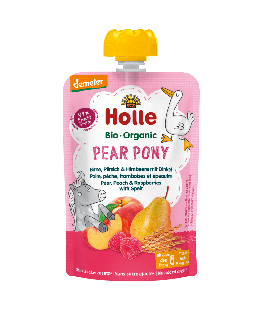 Pear Pony – Birne, Pfirsich & Himbeere mit Dinkel