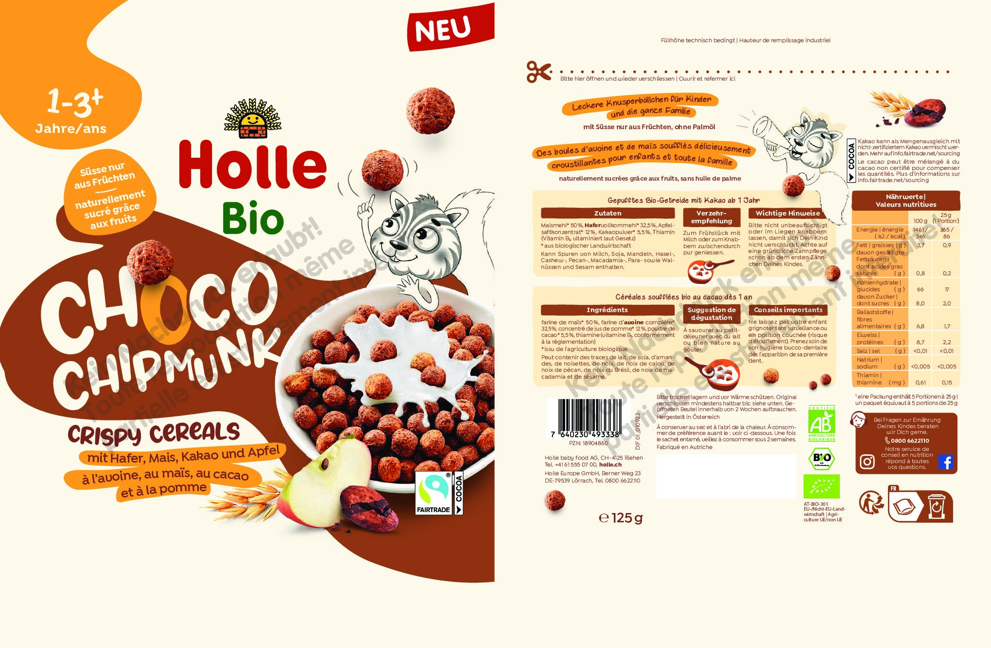 Choco Chipmunk Crispy Cereals Holle