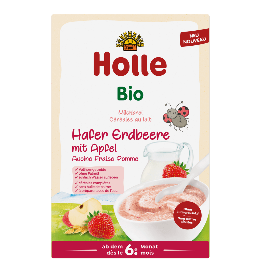 Bio-Milchbrei Hafer Erdbeere mit Apfel