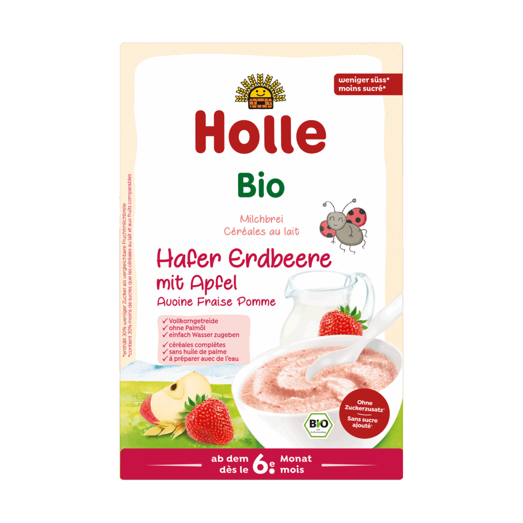 Céréales au lait à la pomme et à la fraise bio