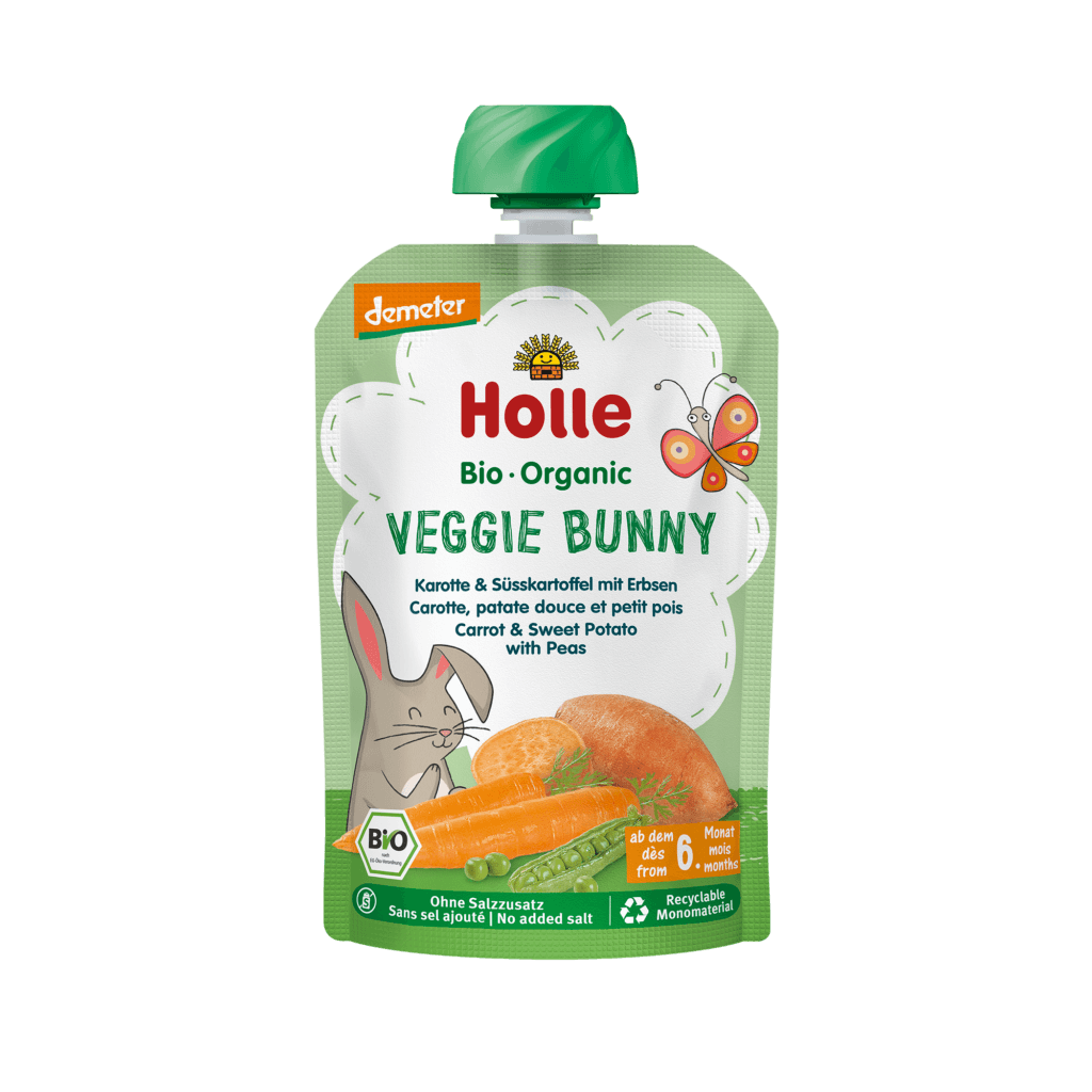 Veggie Bunny – Zanahoria y batata con guisantes
